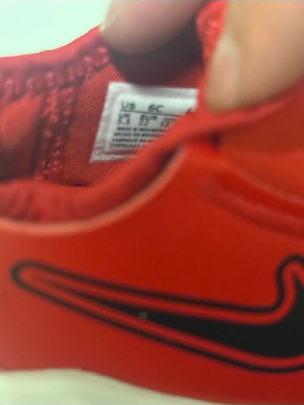 Nike Flex Runner Unisex Kids Slip-On Athletic Sneakers Red White Black size 6C